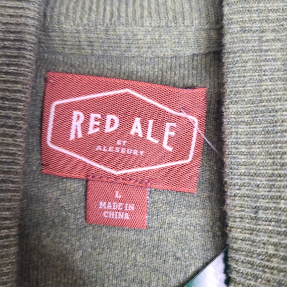 Red Ale by Alesbury Men Riverside button Mockneck Sweater Olive sz Large - Picture 4 of 6